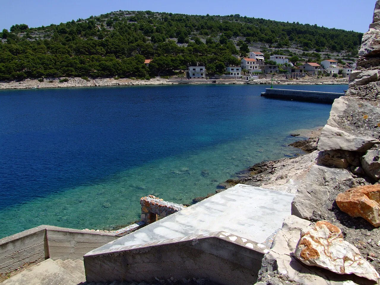 Clear water in a bay on the island of Žirje, Šibenik