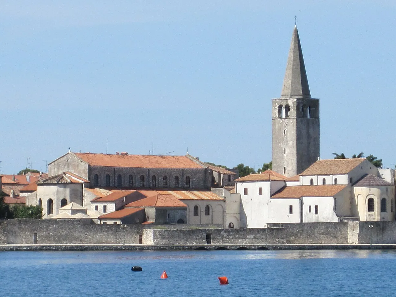 The Euphrasian Basilica and its bell tower on the waterfront in Poreč